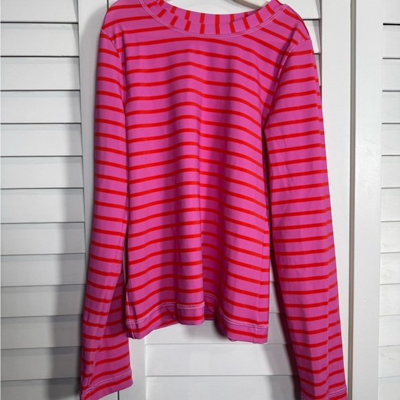 Hanna Andersson Pink and Red Striped Long Sleeve Shirt/Rash Guard Size 12 - Picture 2 of 4